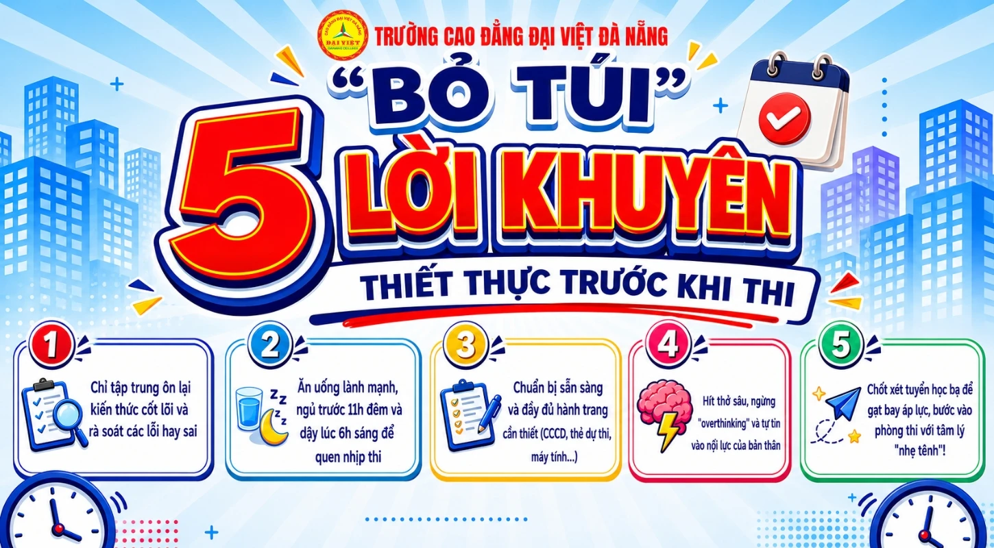 2K8 BỎ TÚI 5 LỜI KHUYÊN THIẾT THỰC TRƯỚC GIỜ G | Trường Cao Đẳng Đại Việt Đà Nẵng