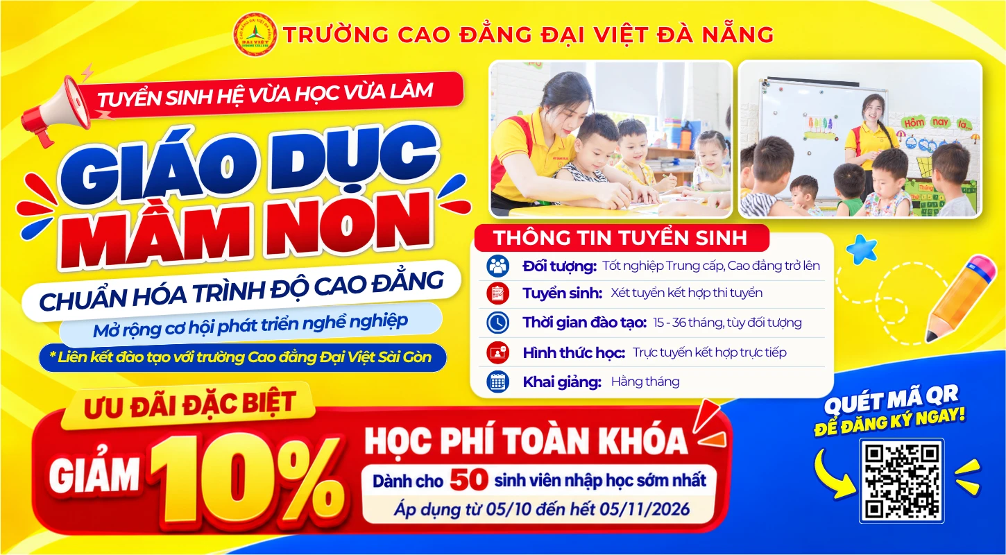 CHUẨN HÓA TRÌNH ĐỘ CAO ĐẲNG NGÀNH GIÁO DỤC MẦM NON – MỞ RỘNG CƠ HỘI PHÁT TRIỂN NGHỀ NGHIỆP | Trường Cao Đẳng Đại Việt Đà Nẵng