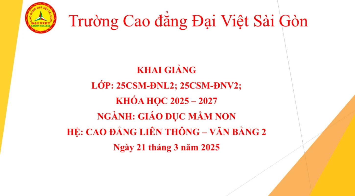 Khai Giảng Lớp Vừa Làm Vừa Học Ngành Giáo Dục Mầm Non | Trường Cao Đẳng Đại Việt Đà Nẵng