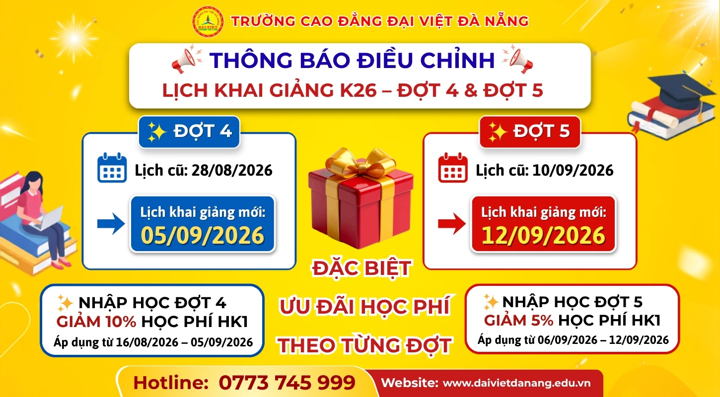 THÔNG BÁO ĐIỀU CHỈNH LỊCH KHAI GIẢNG K26 – ĐỢT 4 & ĐỢT 5