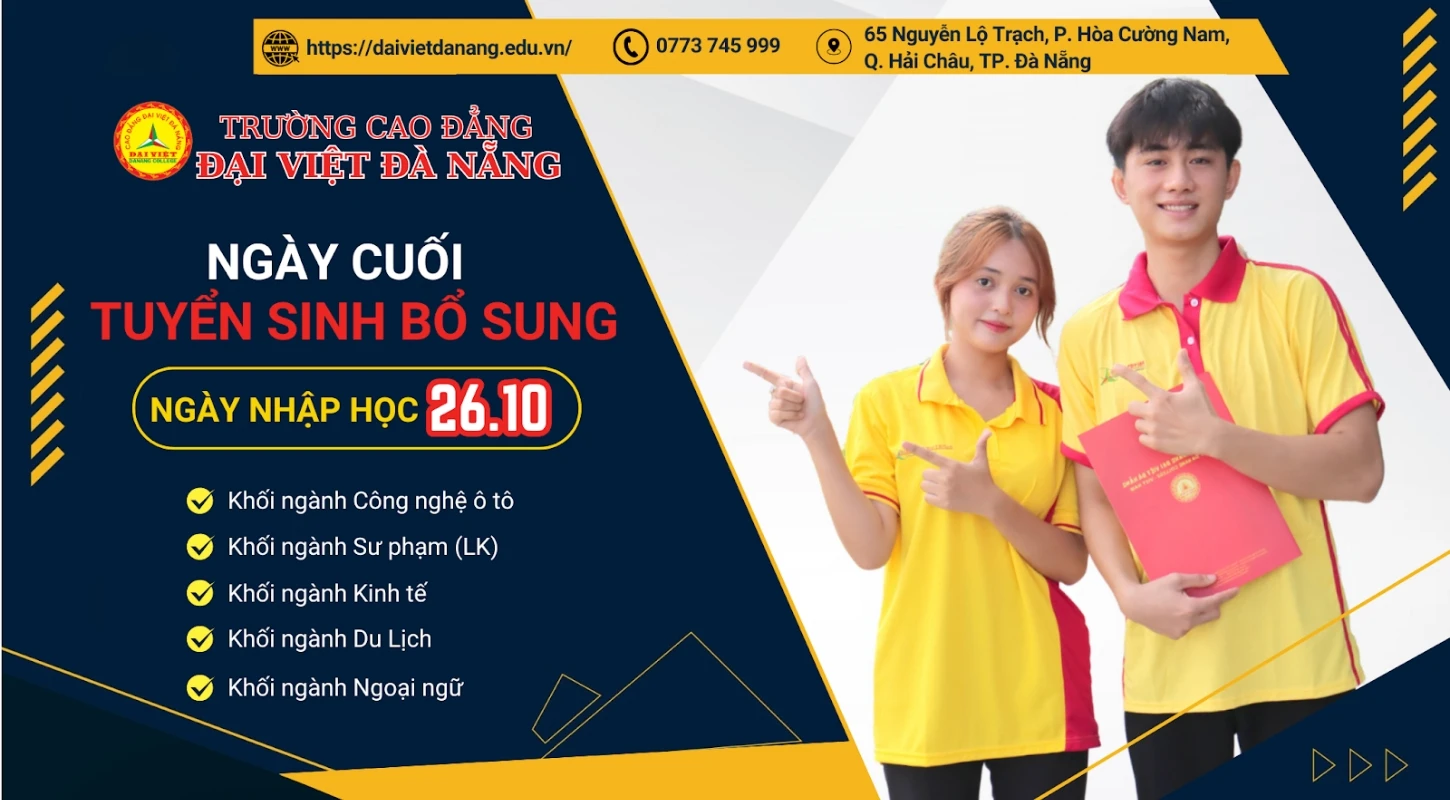 Tuyển Sinh Bổ Sung Cuối Năm 2024 Cao Đẳng Đại Việt Đà Nẵng | Trường Cao Đẳng Đại Việt Đà Nẵng