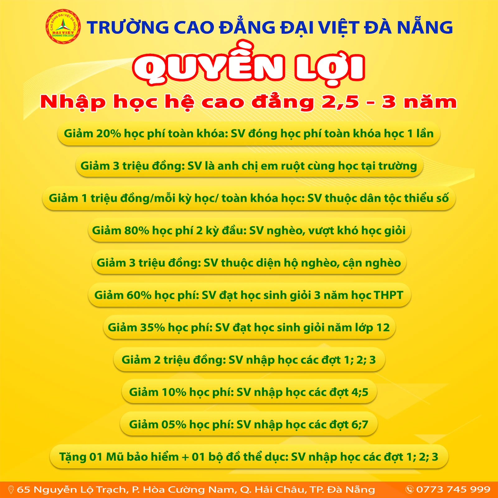 Đặc Quyền Tân Sinh Viên K25 – Học Bổng & Ưu Đãi Tại Trường Cao Đẳng Đại Việt Đà Nẵng