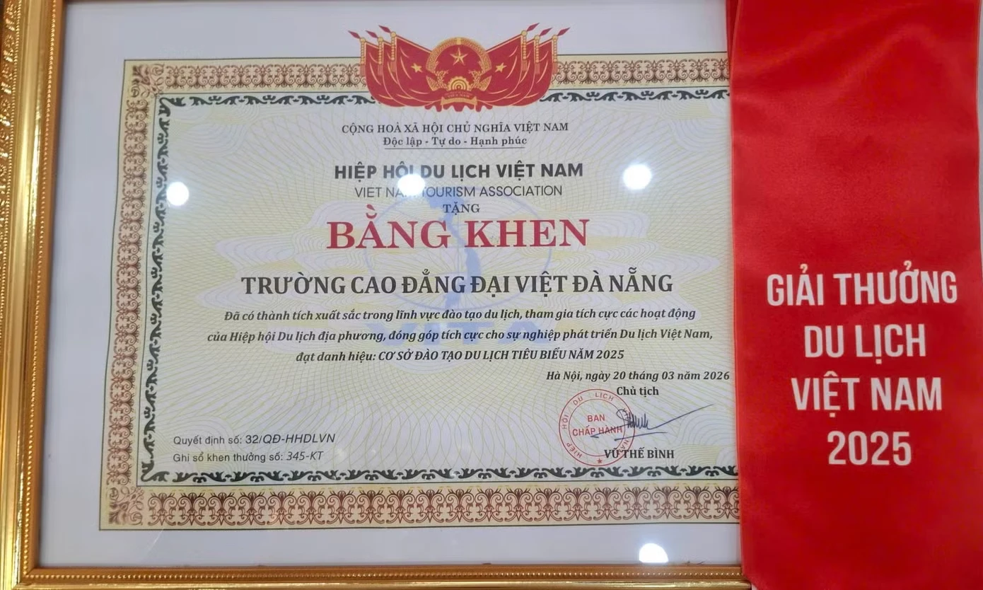  Trường Cao đẳng Đại Việt được vinh danh "Cơ sở đào tạo du lịch tiêu biểu năm 2025"