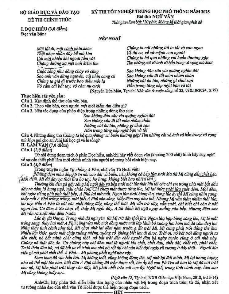 Gợi ý và giải đề môn Ngữ Văn tại thi tốt nghiệp THPT 2025