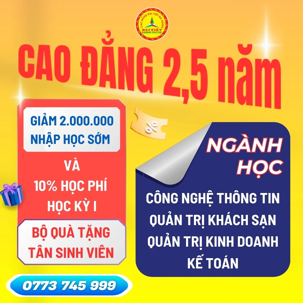 Học Bổng 80% & Cam Kết Cố Định Học Phí – Trường Cao Đẳng Đại Việt Đà Nẵng