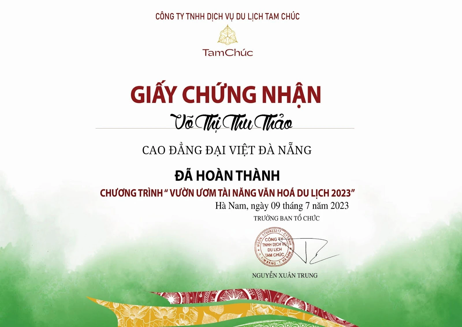 Top 79 toàn quốc Nữ sinh Trường Cao Đẳng Đại Việt Đà Nẵng vào vòng phỏng vấn Vườn ươm tài năng văn hóa du lịch 2023