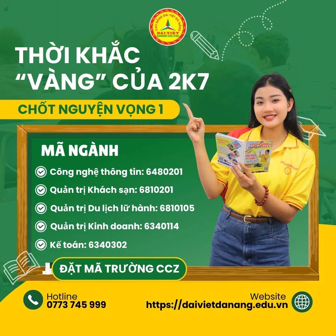 Tuyển Sinh Cao Đẳng 2025 – Trường Cao Đẳng Đại Việt Đà Nẵng | Phòng Đào Tạo & Đảm Bảo Chất Lượng