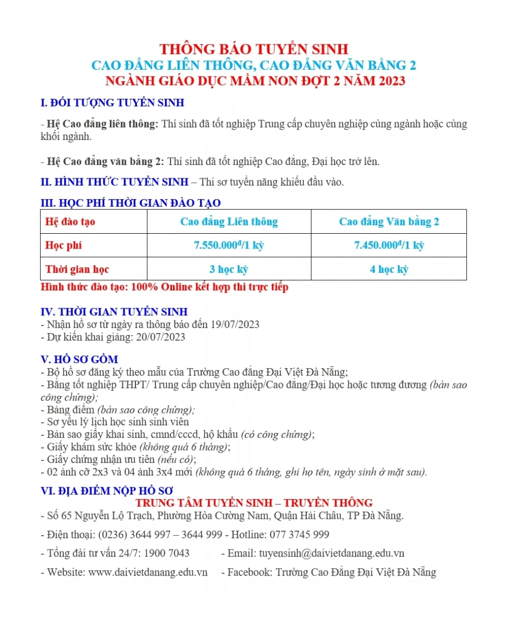 Tuyển Sinh Cao Đẳng Liên Thông & Văn Bằng 2 Giáo Dục Mầm Non Đợt 2/2023 – Trường Cao Đẳng Đại Việt Đà Nẵng
